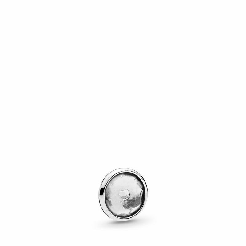 Pandora April Droplet Petite Locket Charm Ireland - Sterling Silver/Rock Crystal - 930156BLE